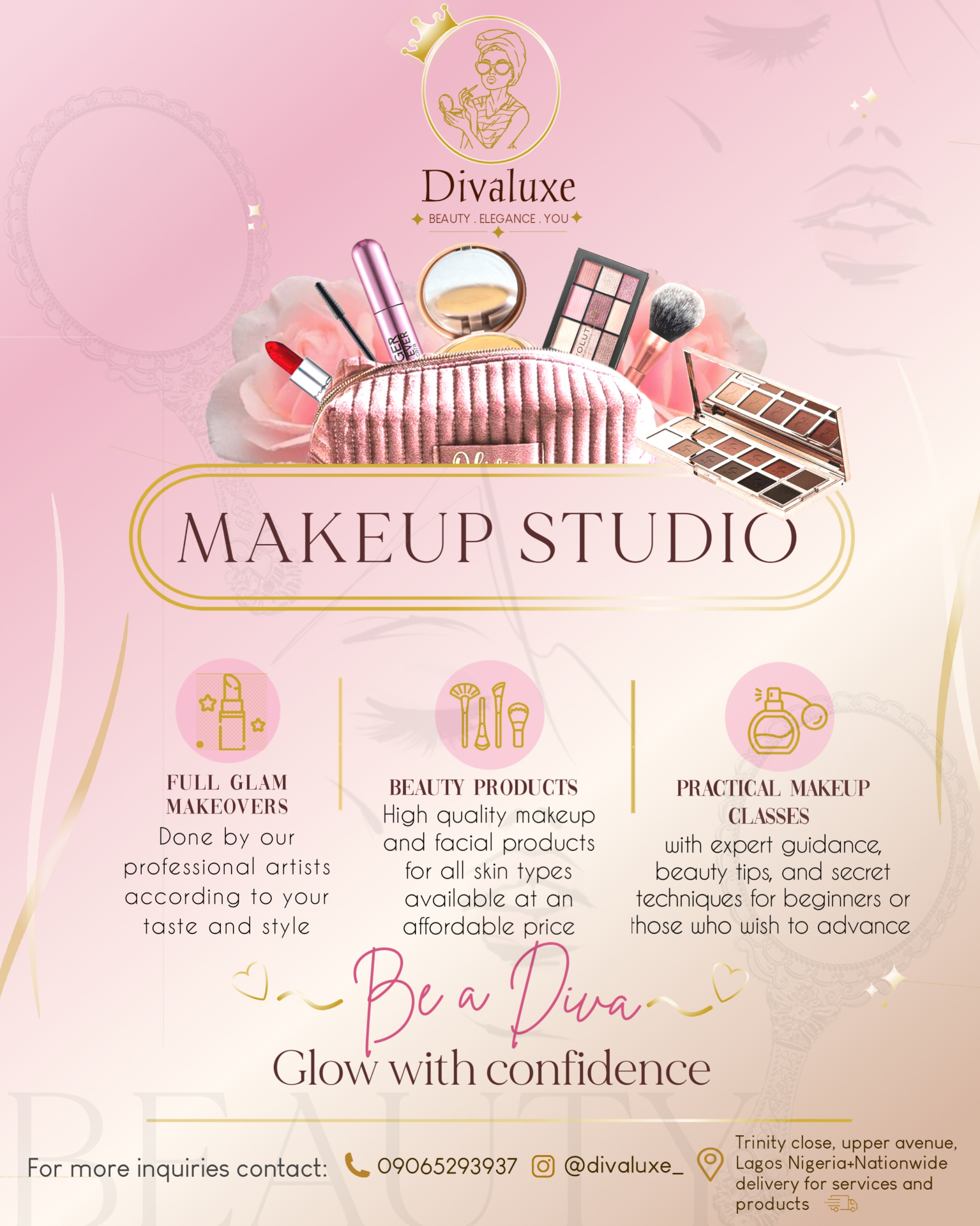 Divaluxe makeup studio flyer design