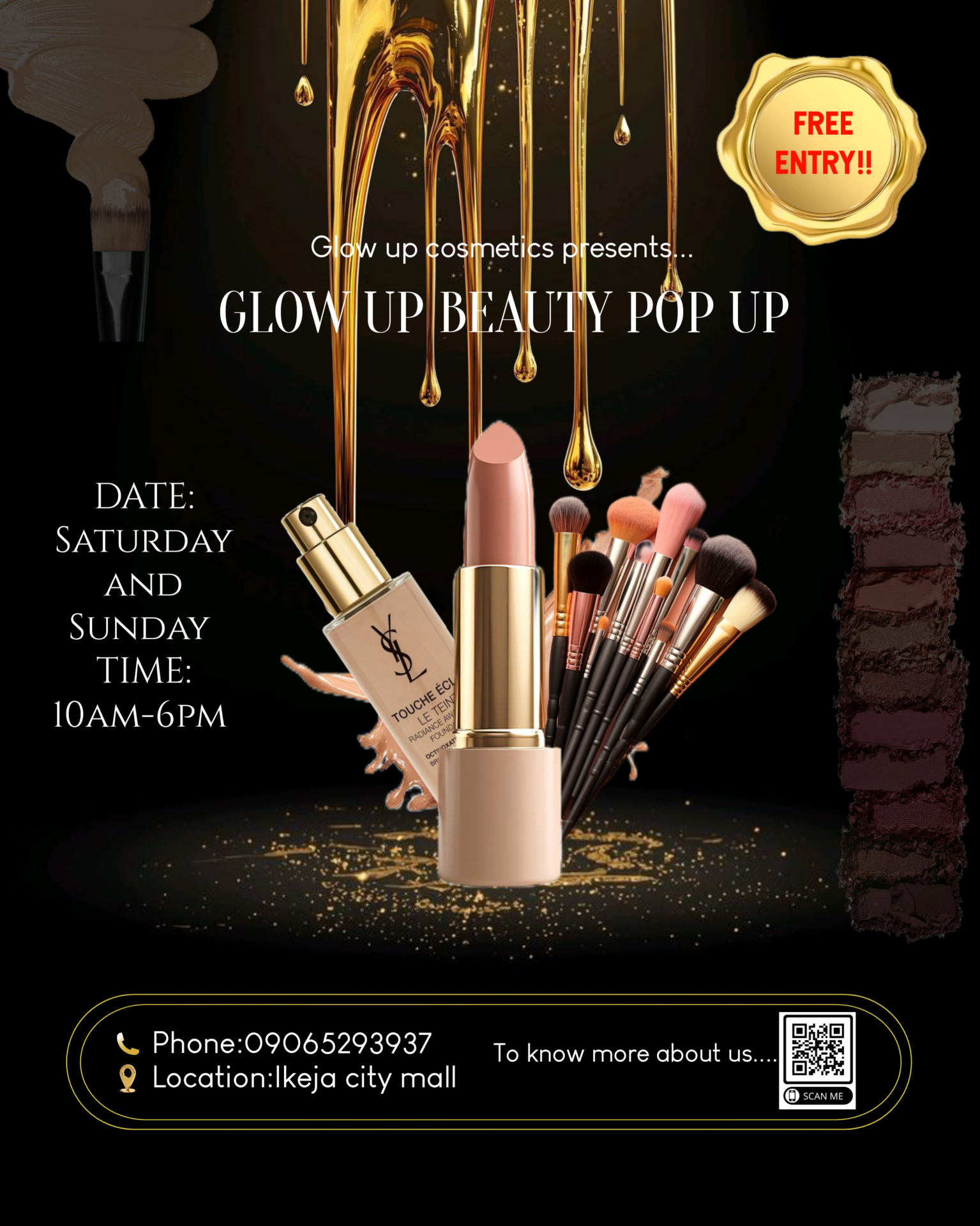 Glow Up Beauty Pop Up event flyer design